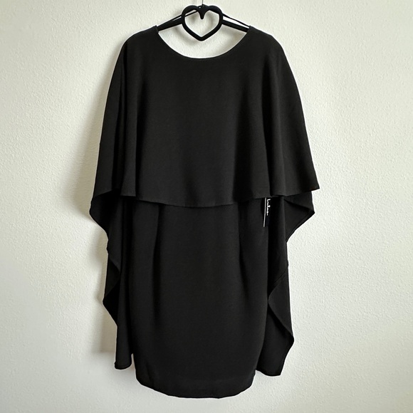 NWT Lulu's Black Overlay Cape Backless Mini Dress Size XL - Picture 13 of 13